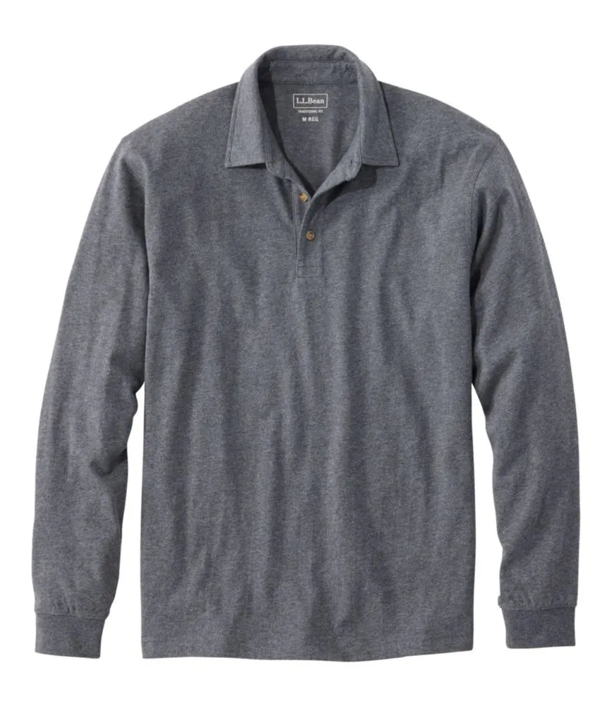 Men's Carefree Unshrinkable Polo, Long-Sleeve, Without Pocket