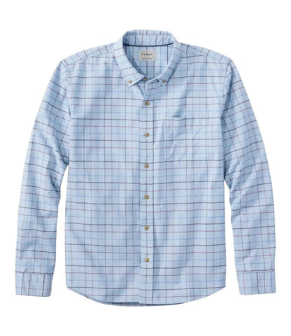 Men's Sunwashed Oxford Shirt, Slightly Fitted Untucked Fit, Plaid