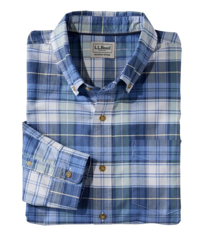 Men's Sunwashed Oxford Shirt, Slightly Fitted Untucked Fit, Plaid
