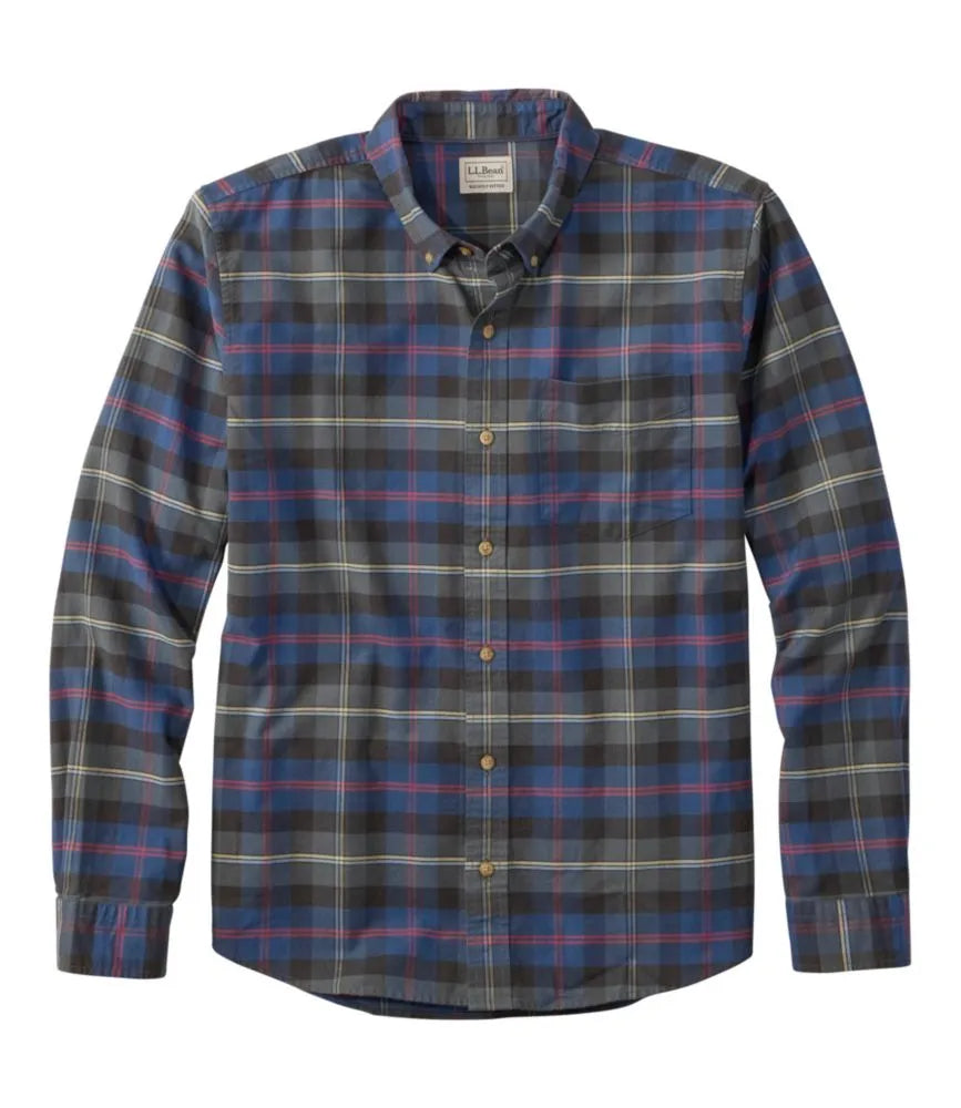 Men's Sunwashed Oxford Shirt, Slightly Fitted Untucked Fit, Plaid