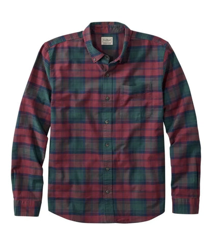 Men's Sunwashed Oxford Shirt, Slightly Fitted Untucked Fit, Plaid
