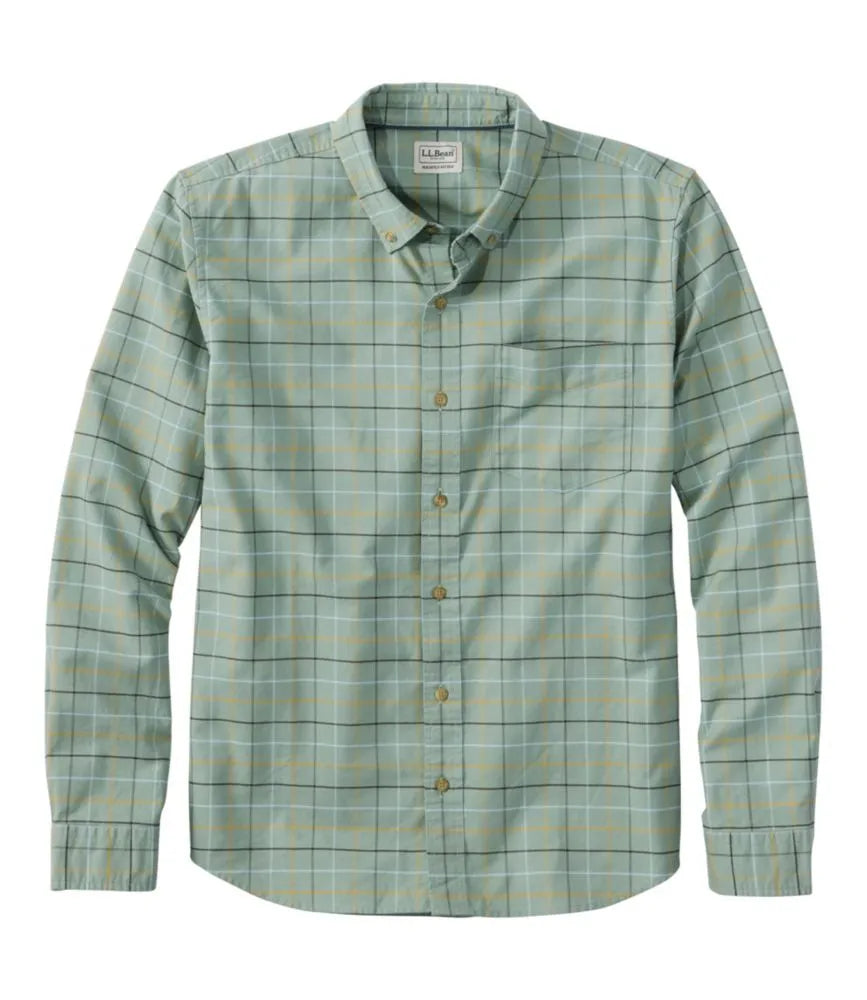 Men's Sunwashed Oxford Shirt, Slightly Fitted Untucked Fit, Plaid