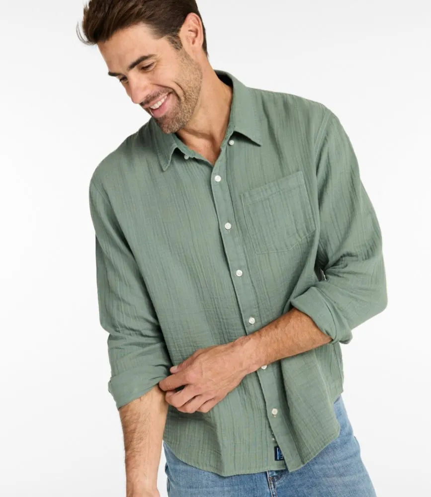 Men's Cloud Gauze Shirt, Long-Sleeve, Slightly Fitted Untucked Fit