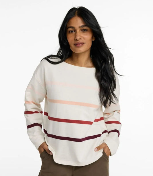 Women's Peaks Island Top, Relaxed Boatneck Long-Sleeve Stripe