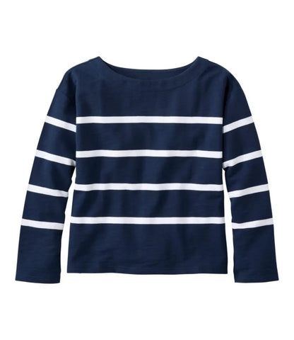 Women's Peaks Island Top, Relaxed Boatneck Long-Sleeve Stripe