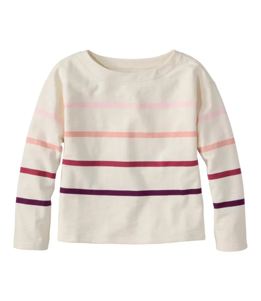 Women's Peaks Island Top, Relaxed Boatneck Long-Sleeve Stripe