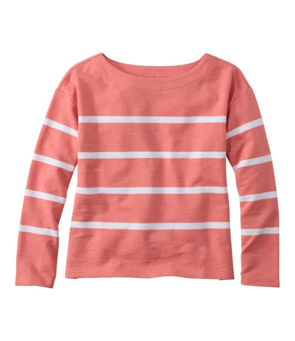 Women's Peaks Island Top, Relaxed Boatneck Long-Sleeve Stripe