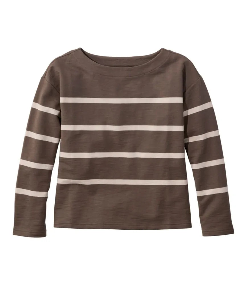 Women's Peaks Island Top, Relaxed Boatneck Long-Sleeve Stripe