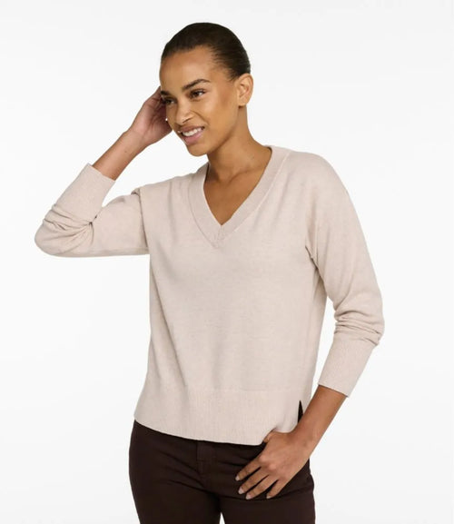 Women's Cotton/Cashmere Sweater, V-Neck