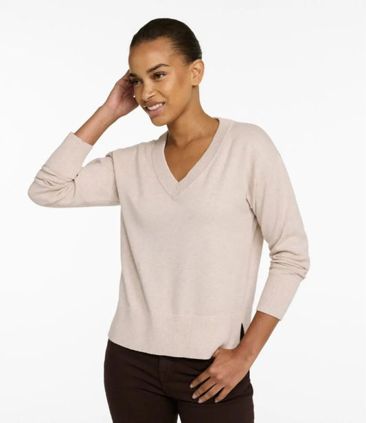Women's Cotton/Cashmere Sweater, V-Neck