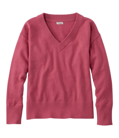 Women's Cotton/Cashmere Sweater, V-Neck