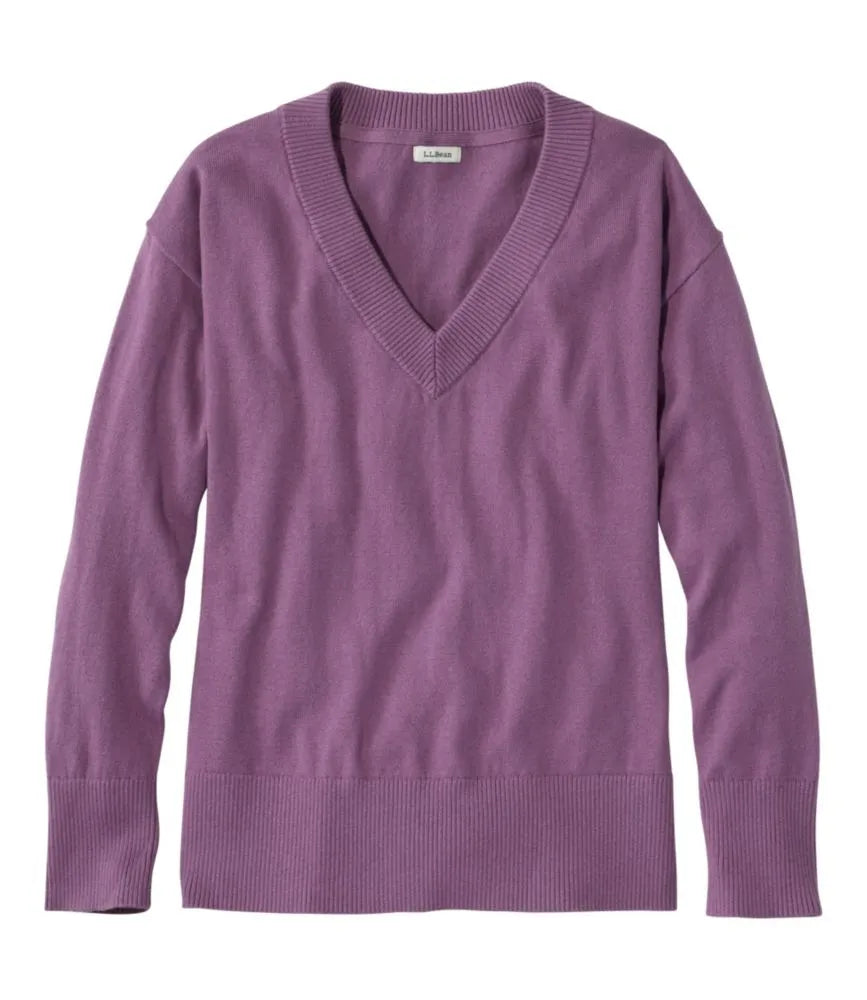 Women's Cotton/Cashmere Sweater, V-Neck