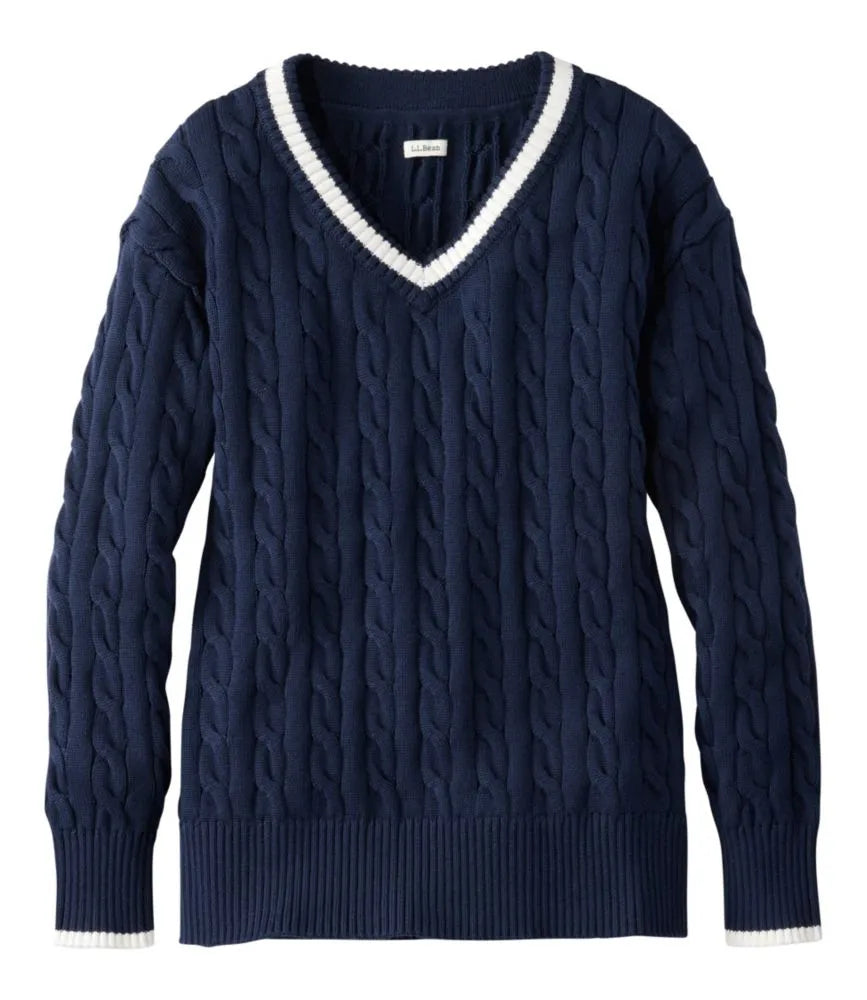 Women's The Original Double L® Sweater, Cable V-Neck