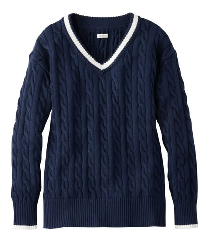 Women's The Original Double L® Sweater, Cable V-Neck