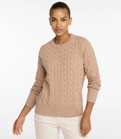 Women's The Original Double L® Sweater, Cable Crewneck