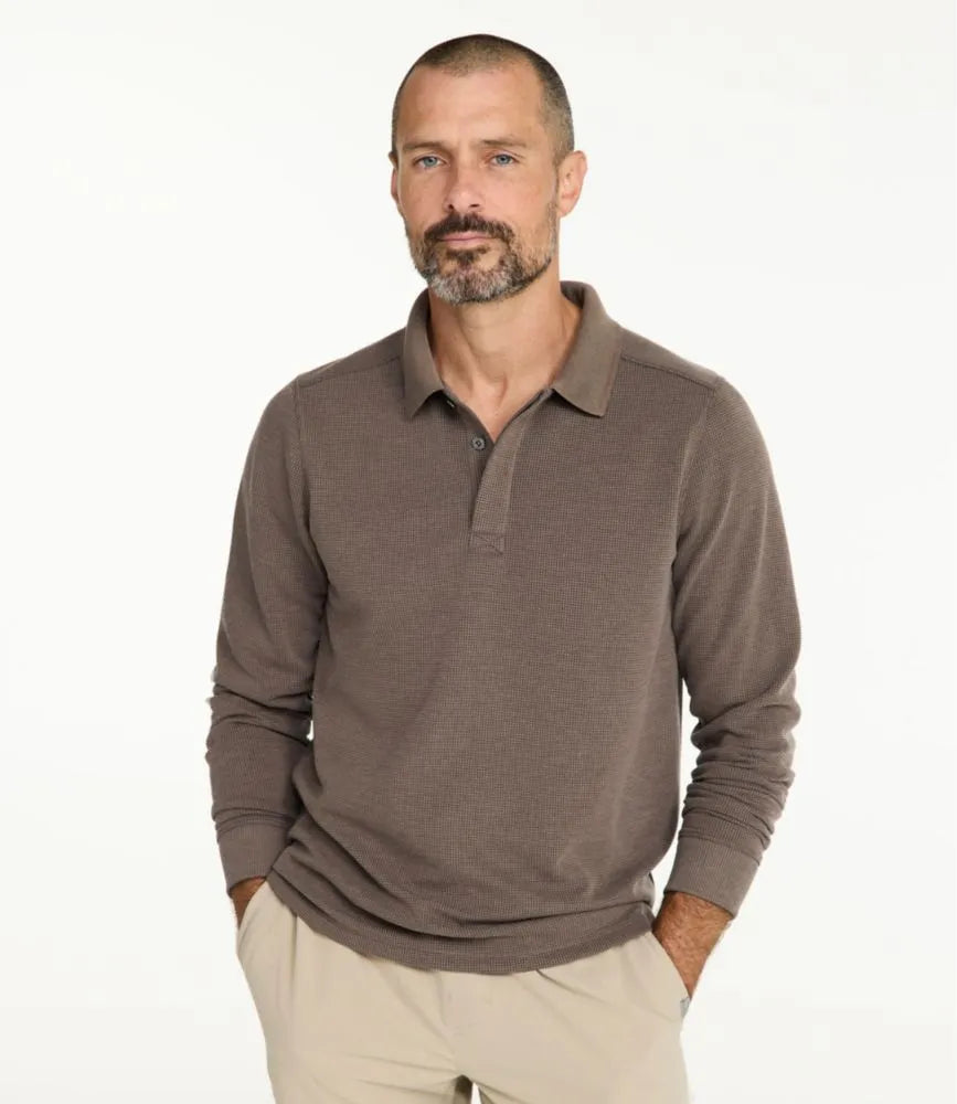 Men's Mountainside Micro Waffle Polo, Long-Sleeve