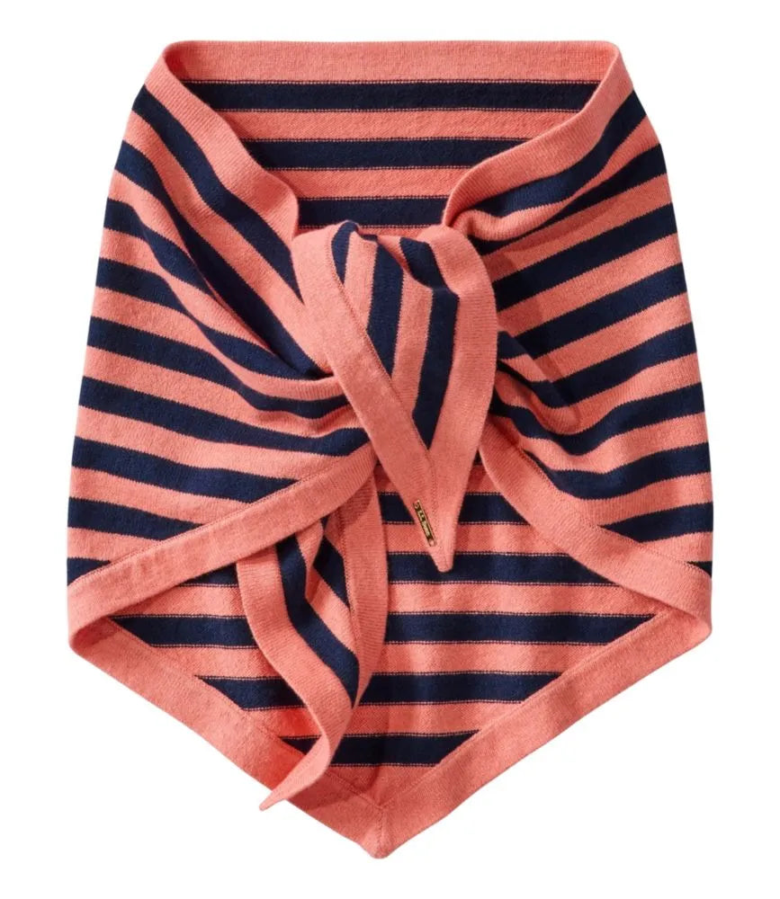 Women's Cotton/Cashmere Knit Triangle Scarf, Striped