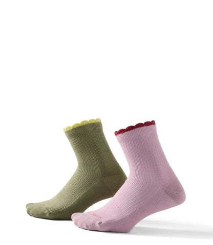 Women's Scalloped Edge Micro Crew Socks, 2-Pack