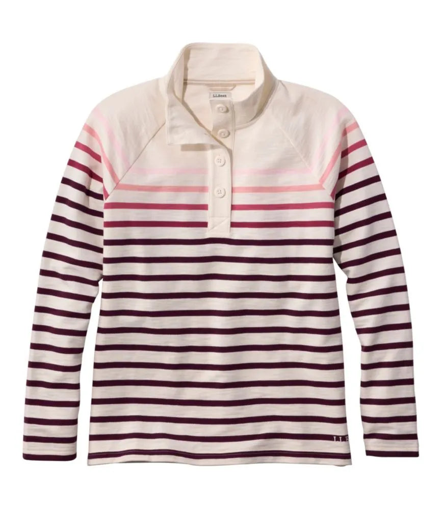Women's Peaks Island Button Mockneck, Stripe