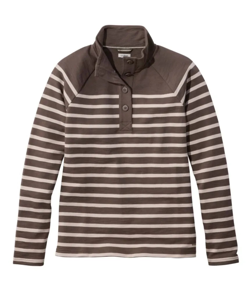Women's Peaks Island Button Mockneck, Stripe