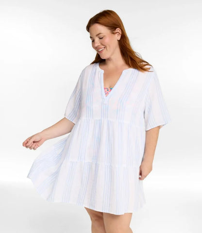 Women's Cloud Gauze Cover-Up, Tiered Dress Print