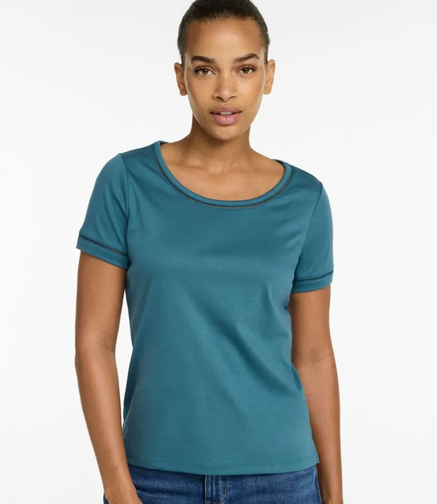Women's Pima Cotton Tee, Short-Sleeve Jewelneck