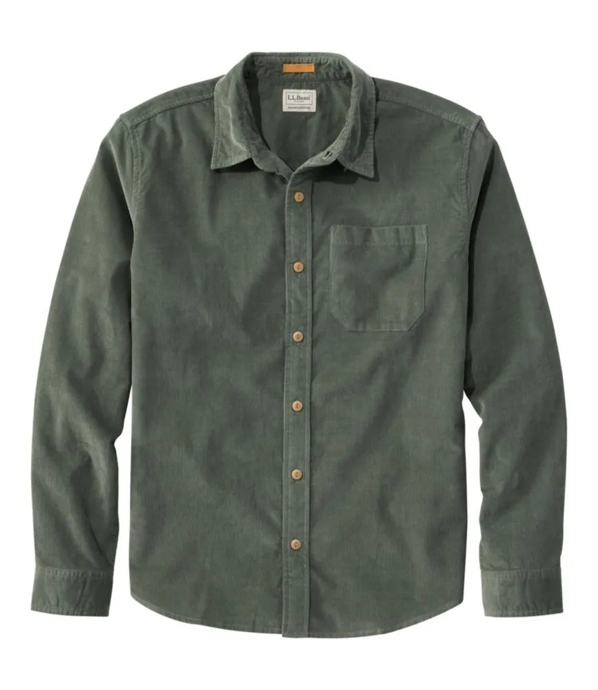 Men's Sunwashed Corduroy Shirt, Slightly Fitted Untucked Fit