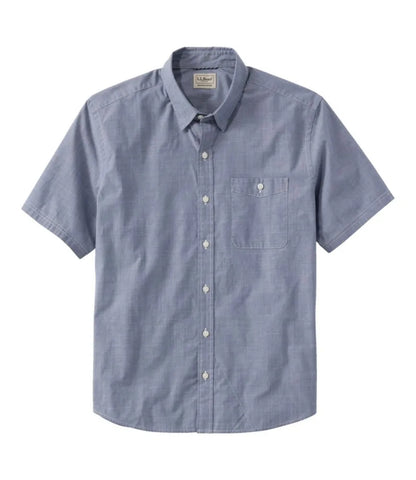 Men's Comfort Stretch Performance® Chambray Shirt, Short-Sleeve, Slightly Fitted Untucked Fit