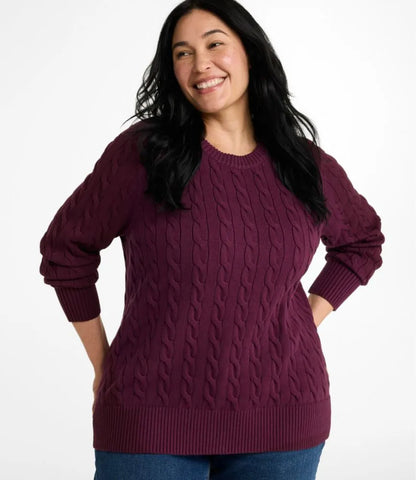 Women's The Original Double L® Sweater, Cable Crewneck