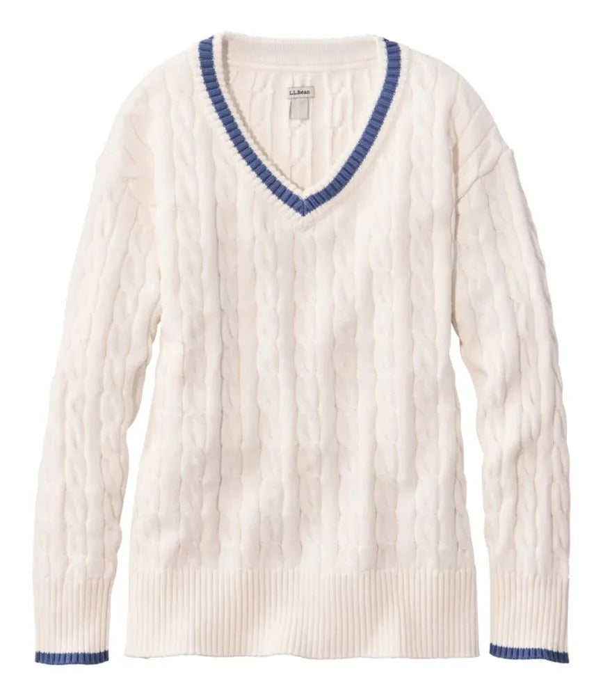 Women's The Original Double L® Sweater, Cable V-Neck