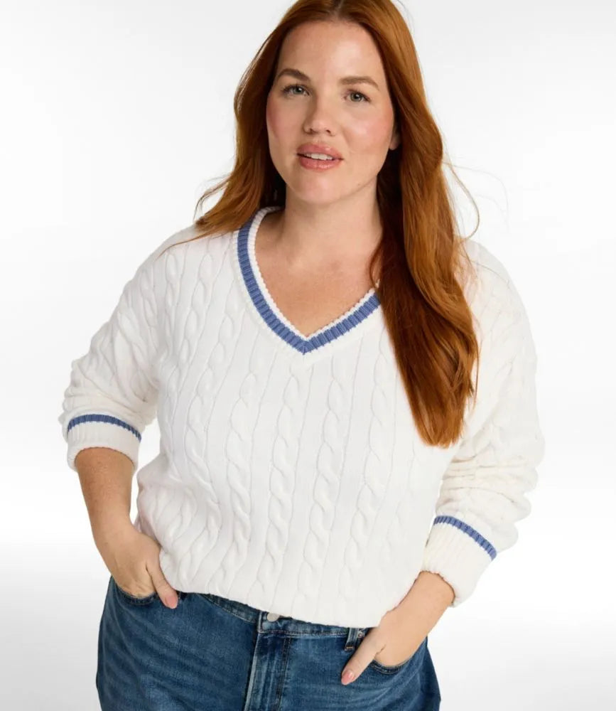 Women's The Original Double L® Sweater, Cable V-Neck