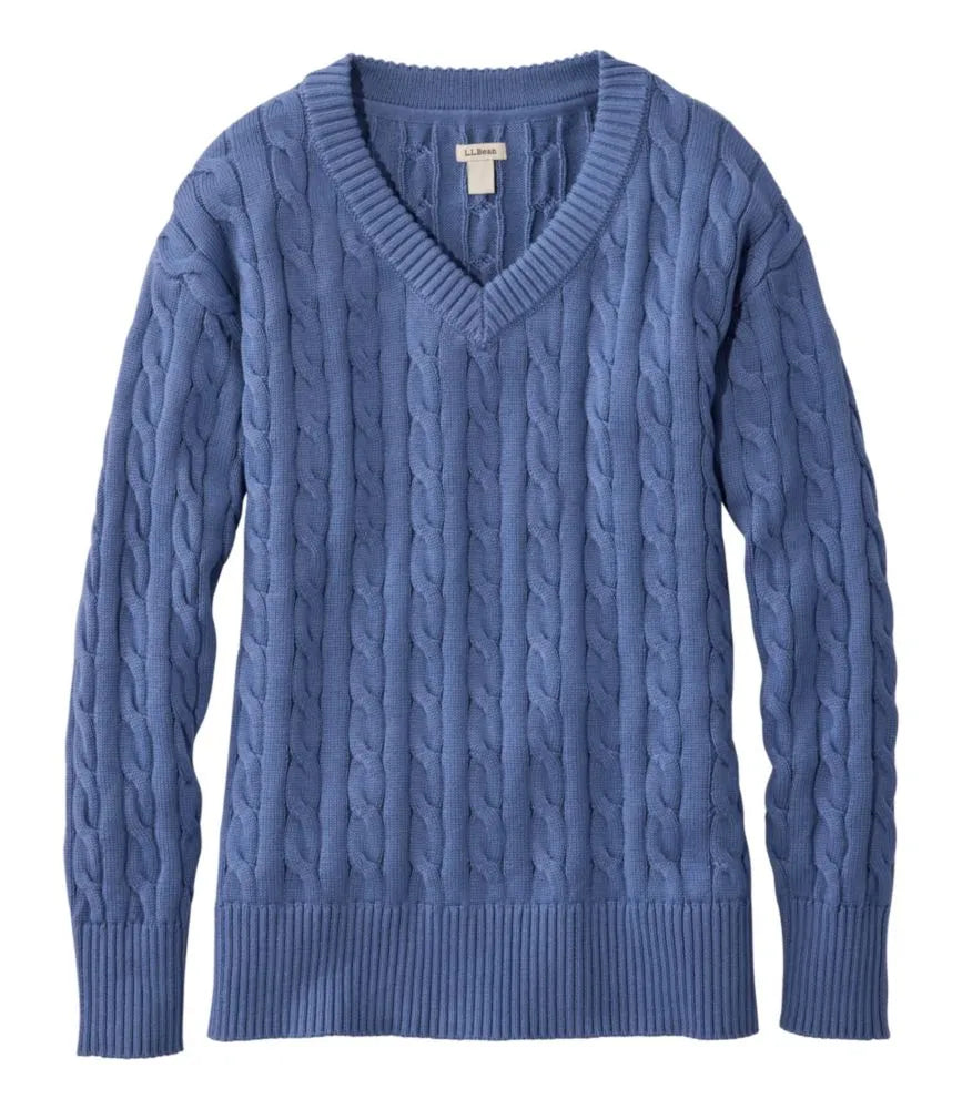 Women's The Original Double L® Sweater, Cable V-Neck