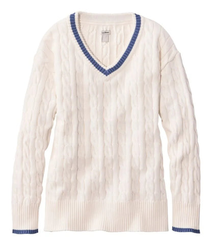 Women's The Original Double L® Sweater, Cable V-Neck