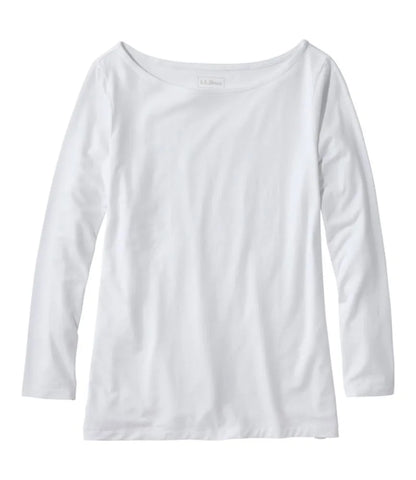 Women's Soft Stretch Supima-Blend Tee, Boatneck Bracelet-Sleeve