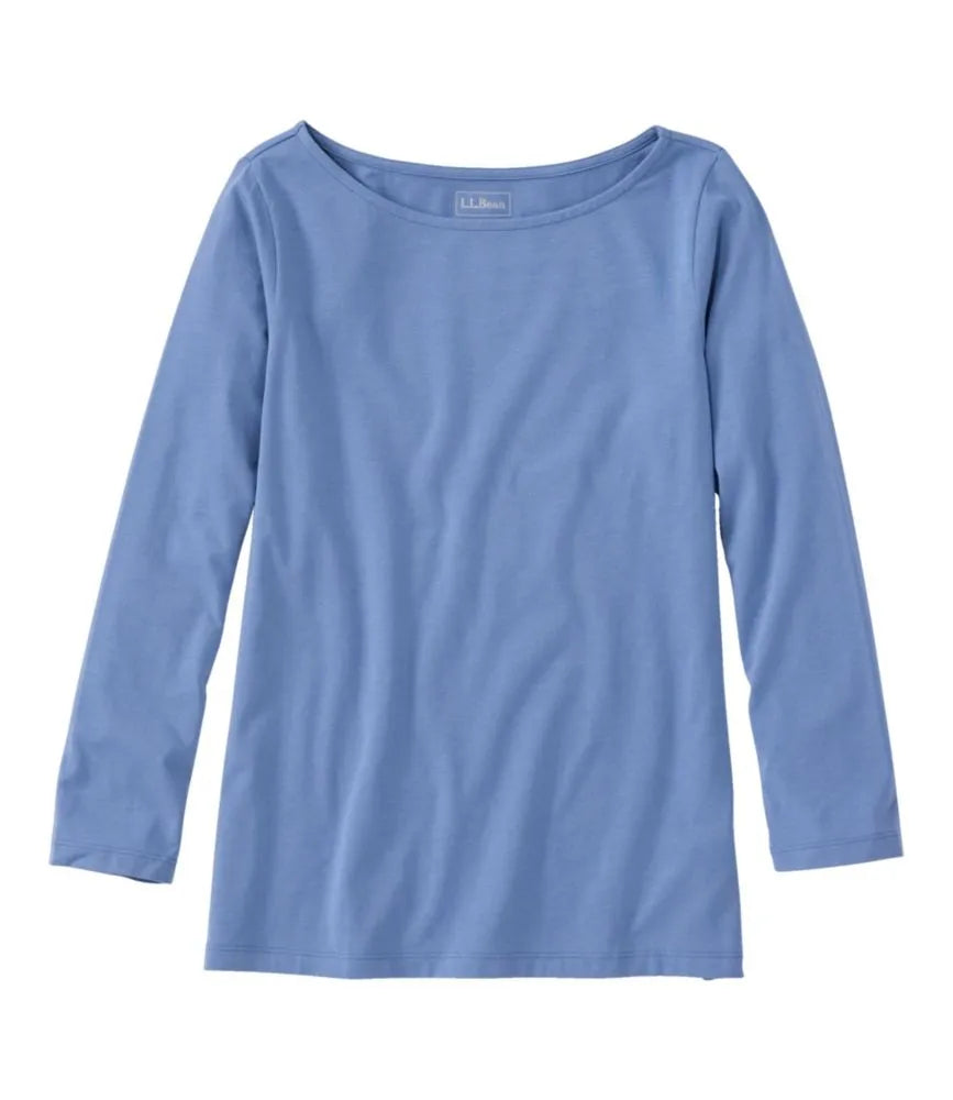 Women's Soft Stretch Supima-Blend Tee, Boatneck Bracelet-Sleeve