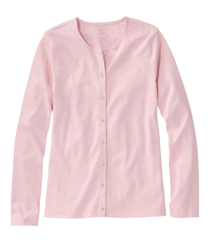 Women's Pima Cotton Tee, Long-Sleeve Crewneck Cardigan