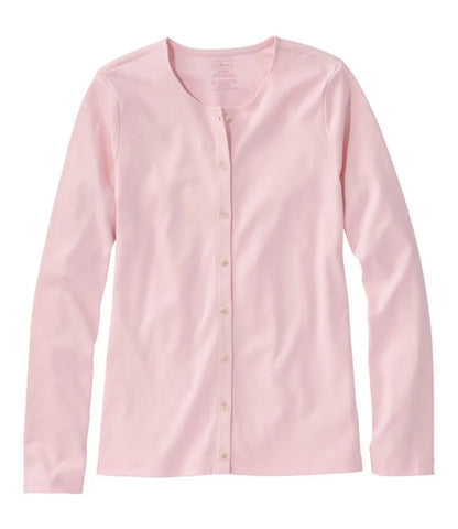 Women's Pima Cotton Tee, Long-Sleeve Crewneck Cardigan