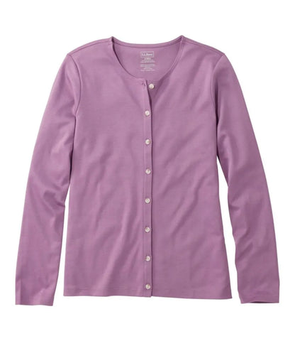 Women's Pima Cotton Tee, Long-Sleeve Crewneck Cardigan
