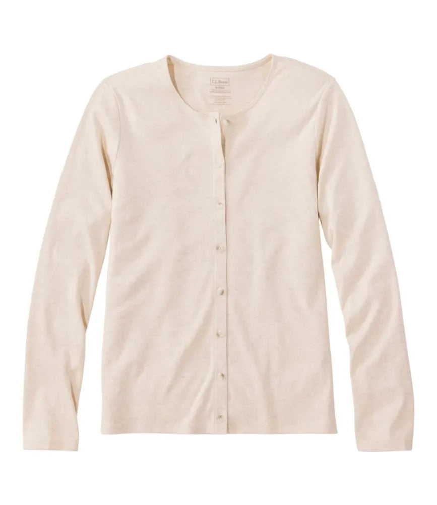 Women's Pima Cotton Tee, Long-Sleeve Crewneck Cardigan