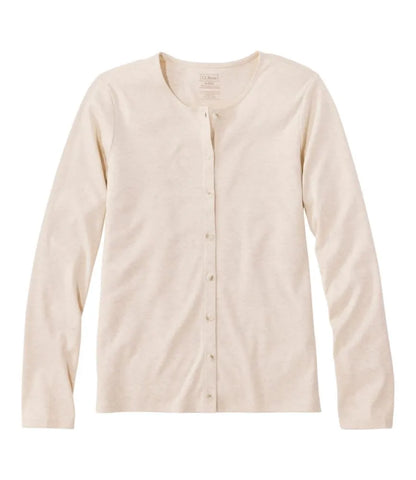 Women's Pima Cotton Tee, Long-Sleeve Crewneck Cardigan