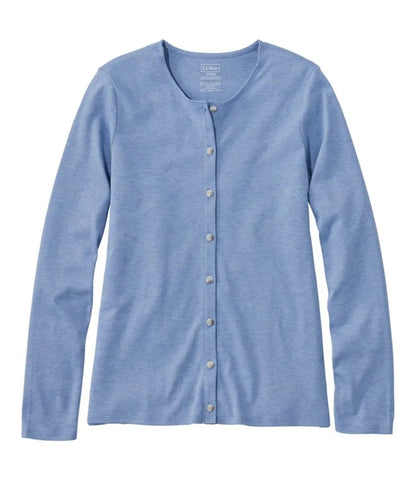 Women's Pima Cotton Tee, Long-Sleeve Crewneck Cardigan