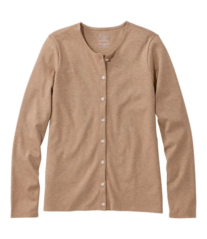 Women's Pima Cotton Tee, Long-Sleeve Crewneck Cardigan