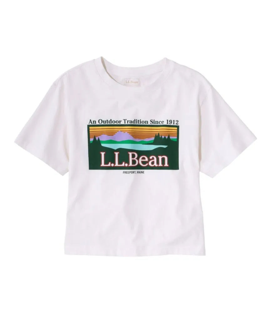 Women's Sunwashed Tee, Short-Sleeve Cropped Boxy Crewneck Logo