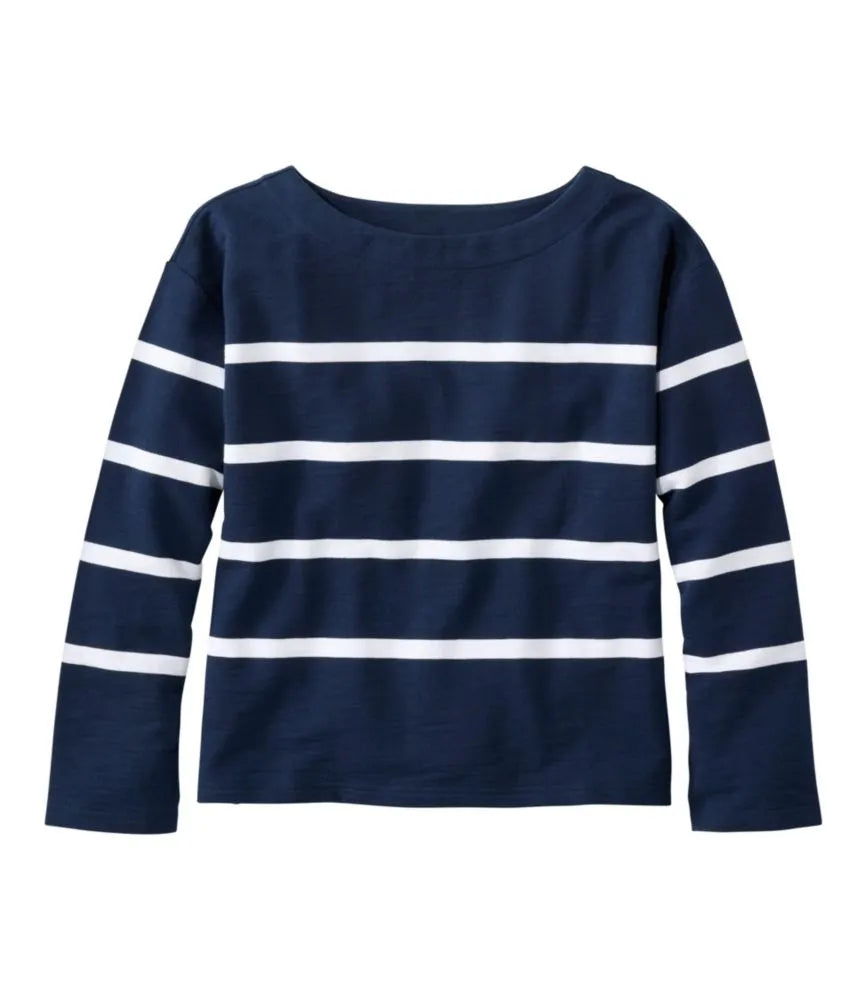 Women's Peaks Island Top, Relaxed Boatneck Long-Sleeve Stripe
