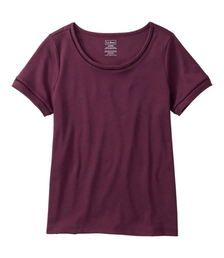 Women's Pima Cotton Tee, Short-Sleeve Jewelneck