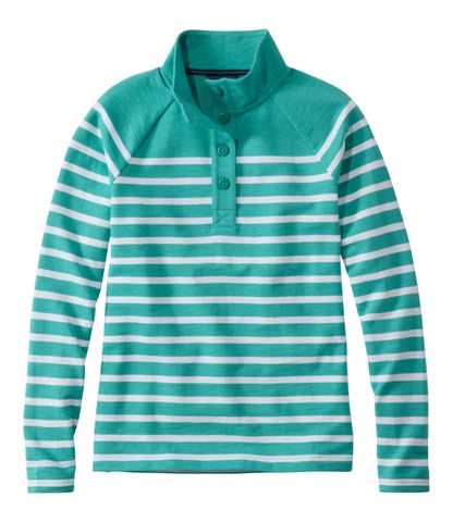 Women's Peaks Island Button Mockneck, Stripe