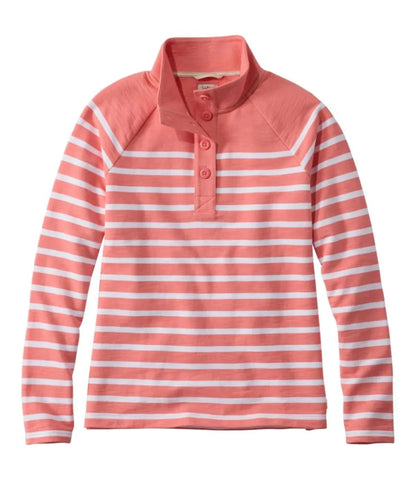 Women's Peaks Island Button Mockneck, Stripe