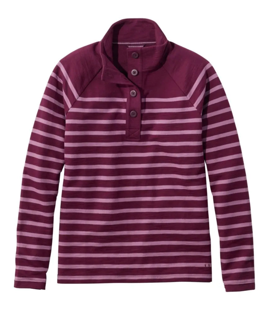 Women's Peaks Island Button Mockneck, Stripe