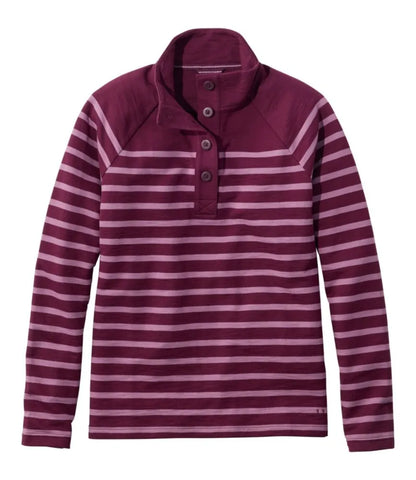 Women's Peaks Island Button Mockneck, Stripe