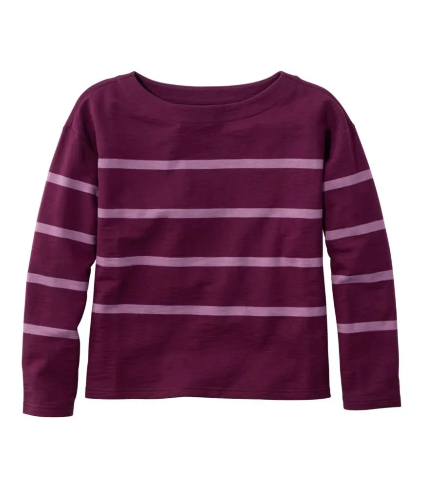Women's Peaks Island Top, Relaxed Boatneck Long-Sleeve Stripe